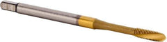 Kennametal - M4x0.70 Metric 3 Flute 6HX Plug Spiral Flute Tap - Powdered Metal, TiCN/TiN Finish, 63mm OAL, Left Hand Flute, Right Hand Thread, Series T620 - Exact Industrial Supply