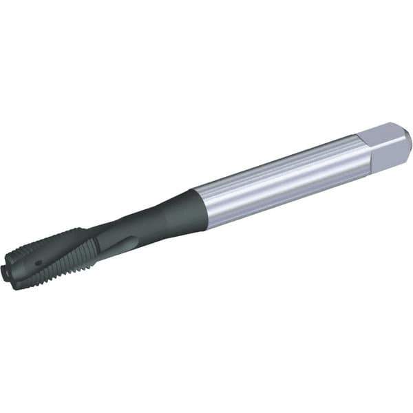 Kennametal - M8x1.25 Metric 3 Flute 6HX Plug Spiral Flute Tap - Powdered Metal, TiN/CrC/C Finish, 90mm OAL, Left Hand Flute, Right Hand Thread, Series T621 - USA Tool & Supply