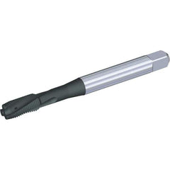 Kennametal - M8x1.25 Metric 3 Flute 6HX Plug Spiral Flute Tap - Powdered Metal, TiN/CrC/C Finish, 90mm OAL, Left Hand Flute, Right Hand Thread, Series T621 - USA Tool & Supply