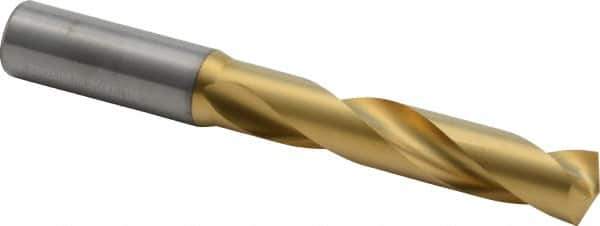Kennametal - 21/32" 140° Solid Carbide Jobber Drill - Multilayer TiAlN Finish, Right Hand Cut, Spiral Flute, Straight Shank, 143mm OAL, Standard Point - USA Tool & Supply