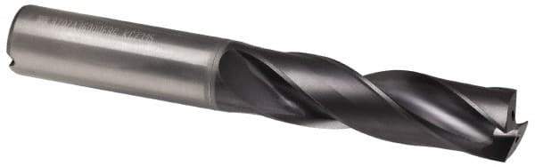 Kennametal - 21mm 180° Spiral Flute Solid Carbide Screw Machine Drill Bit - Multilayer TiAlN Finish, Right Hand Cut, 86mm Flute Length, 141mm OAL, Flat-Bottom Point, Straight Shank, Through Coolant - USA Tool & Supply