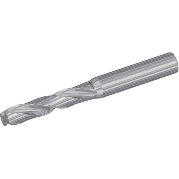 Kennametal - 12.5mm 180° Spiral Flute Solid Carbide Screw Machine Drill Bit - Bright Finish, Right Hand Cut, 60mm Flute Length, 107mm OAL, Flat-Bottom Point, Straight Shank, Through Coolant - USA Tool & Supply