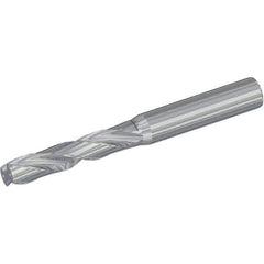 Kennametal - 13/32" 180° Spiral Flute Solid Carbide Screw Machine Drill Bit - Multilayer TiAlN Finish, Right Hand Cut, 55mm Flute Length, 102mm OAL, Flat-Bottom Point, Straight Shank, Through Coolant - USA Tool & Supply