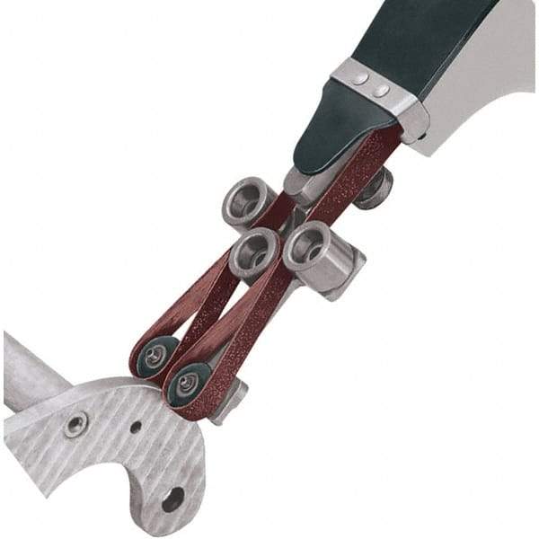 Dynabrade - 3/8" Wide Contact Wheel Assembly Arm - For Two-Edge Deburring, 34" Belt Length x 1/2" Belt Width, Round Radius, Rubber, 70" Contact Wheel Diam - USA Tool & Supply