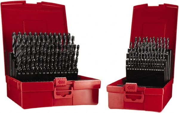 DORMER - 1 to 10mm, 118° Point, Oxide Finish, High Speed Steel Jobber Length Drill Bit Set - USA Tool & Supply
