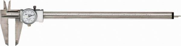 TESA Brown & Sharpe - 0" to 12" Range, 0.001" Graduation, 0.1" per Revolution, Dial Caliper - White Face, 2.5" Jaw Length, Accurate to 0.02mm/0.03mm - USA Tool & Supply