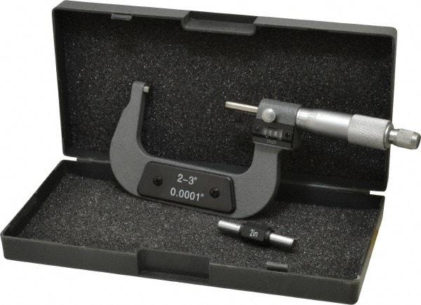 Value Collection - 2 to 3" Range, 0.0001" Graduation, Mechanical Outside Micrometer - Ratchet Stop Thimble, Digital Counter - USA Tool & Supply