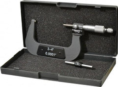 Value Collection - 3 to 4" Range, 0.0001" Graduation, Mechanical Outside Micrometer - Ratchet Stop Thimble, Digital Counter - USA Tool & Supply