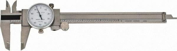 Value Collection - 0" to 6" Range, 0.001" Graduation, 0.1" per Revolution, Dial Caliper - White Face - USA Tool & Supply