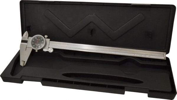 Value Collection - 0" to 12" Range, 0.001" Graduation, 0.1" per Revolution, Dial Caliper - Black Face - USA Tool & Supply