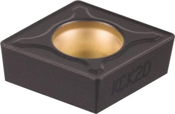 Kennametal - CCMT432 MF Grade KCP10 Carbide Turning Insert - TiCN/Al2O3 Finish, 80° Diamond, 1/2" Inscr Circle, 3/16" Thick, 1/32" Corner Radius - USA Tool & Supply