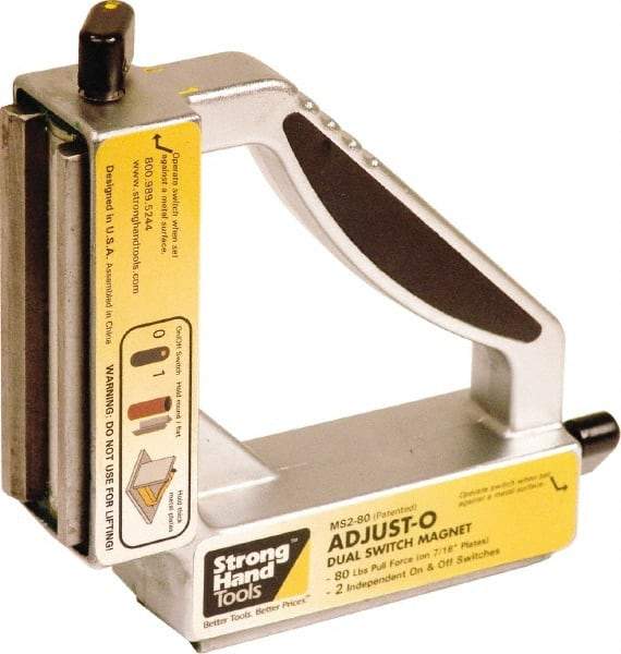 Strong Hand Tools - 7-3/4" Wide x 1-7/8" Deep x 7-3/4" High Magnetic Welding & Fabrication Square - 150 Lb Average Pull Force - USA Tool & Supply