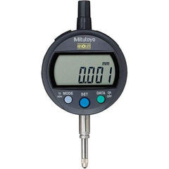 Mitutoyo - 0 to 12.7mm Range, 0.001mm Graduation, Electronic Drop Inidicator - Flat Back, 0.003mm Accuracy, LCD Display, Metric - USA Tool & Supply