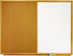 Quartet - 48" Wide x 36" High Dry Erase Combination Cork Bulletin Board - Melamine, White/Brown - USA Tool & Supply