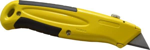 PHC - Retractable Utility Knife - 2-1/4" Blade, Yellow Zinc Handle, 5 Blades Included - USA Tool & Supply