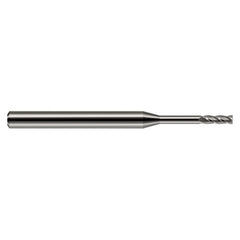 Miniature End Mills - Long Reach, Standard Flute - 0.0600″ Cutter Diameter × 0.1800″ Length of Cut × 0.5000″ (1/2″) Reach Carbide Square End Mill, 4 Flutes - Exact Industrial Supply
