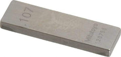 Mitutoyo - 0.107" Rectangular Steel Gage Block - Accuracy Grade 0, Includes Certificate of Inspection - USA Tool & Supply