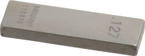 Mitutoyo - 0.127" Rectangular Steel Gage Block - Accuracy Grade 0, Includes Certificate of Inspection - USA Tool & Supply