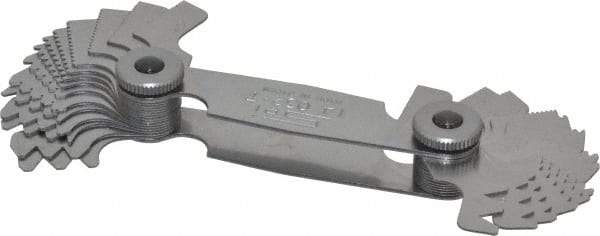 SPI - 28 Leaf, 0.5 to 6mm Pitch Range, 4 to 56 TPI Range, Stainless Steel Screw Pitch Gage - 60° Thread Angle - USA Tool & Supply