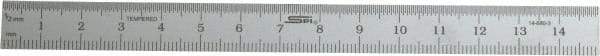 SPI - 150mm Long, 0.5, 1mm Graduation, Flexible Steel Rule - Metric Graduation Style, 1/2" Wide, Silver, Satin Chrome Finish - USA Tool & Supply