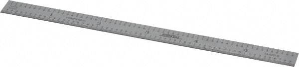 SPI - 6" Long, 1/50, 1/10" and 0.5, 1mm Graduation, Flexible Steel Rule - Decimal/Metric Graduation Style, 1/2" Wide, Silver, Satin Chrome Finish - USA Tool & Supply