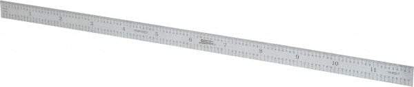 SPI - 12" Long, 1/50, 1/10" and 0.5, 1mm Graduation, Flexible Steel Rule - Decimal/Metric Graduation Style, 1/2" Wide, Silver, Satin Chrome Finish - USA Tool & Supply
