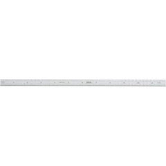 SPI - 12" Long, 1/100, 1/10" and 0.5, 1mm Graduation, Flexible Steel Rule - Decimal/Metric Graduation Style, 1/2" Wide, Silver, Satin Chrome Finish - USA Tool & Supply