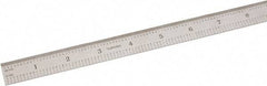 SPI - 18" Long, 1/100, 1/10" and 0.5, 1mm Graduation, Flexible Steel Rule - Decimal/Metric Graduation Style, 3/4" Wide, Silver, Satin Chrome Finish - USA Tool & Supply