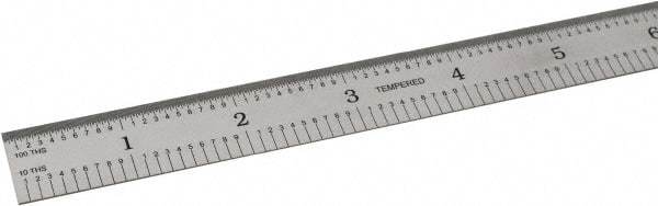 SPI - 24" Long, 1/100, 1/10" and 0.5, 1mm Graduation, Flexible Steel Rule - Decimal/Metric Graduation Style, 3/4" Wide, Silver, Satin Chrome Finish - USA Tool & Supply