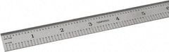 SPI - 24" Long, 1/100, 1/10" and 0.5, 1mm Graduation, Flexible Steel Rule - Decimal/Metric Graduation Style, 3/4" Wide, Silver, Satin Chrome Finish - USA Tool & Supply