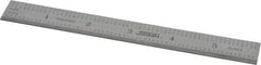 SPI - 6" Long, 1/100, 1/10" and 0.5, 1mm Graduation, Rigid Steel Rule - Decimal/Metric Graduation Style, 3/4" Wide, Silver, Satin Chrome Finish - USA Tool & Supply