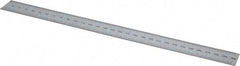 SPI - 12" Long, 1/100, 1/10" and 0.5, 1mm Graduation, Rigid Steel Rule - Decimal/Metric Graduation Style, 1" Wide, Silver, Satin Chrome Finish - USA Tool & Supply