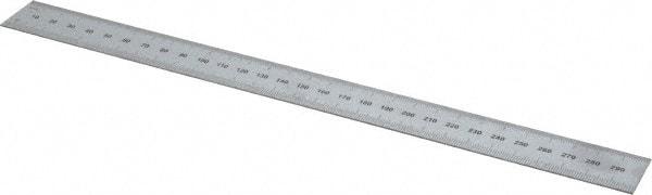 SPI - 12" Long, 0.5, 1mm Graduation, Rigid Steel Rule - Metric Graduation Style, 1" Wide, Silver, Satin Chrome Finish - USA Tool & Supply
