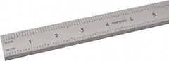 SPI - 24" Long, 1/100, 1/10" and 0.5, 1mm Graduation, Rigid Steel Rule - Decimal/Metric Graduation Style, 1-1/8" Wide, Silver, Satin Chrome Finish - USA Tool & Supply