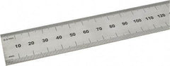 SPI - 24" Long, 0.5, 1mm Graduation, Rigid Steel Rule - Metric Graduation Style, 1-1/8" Wide, Silver, Satin Chrome Finish - USA Tool & Supply