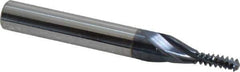 Accupro - #10-24 UNC, 0.12" Cutting Diam, 3 Flute, Solid Carbide Helical Flute Thread Mill - Internal Thread, 5/16" LOC, 2" OAL, 1/4" Shank Diam - USA Tool & Supply