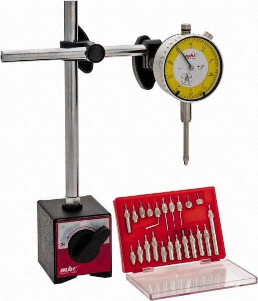 Value Collection - 0.001" Graduation, Indicator & Base Kit - 0.001 Inch Graduation, Includes Indicator, Magnetic Base, Point Set - USA Tool & Supply