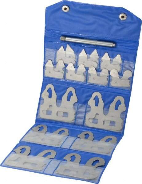 Value Collection - 26 Piece, 0.5 to 13 mm Radius, Steel Radius Gage Set - 0.5 mm Graduation, Satin Chrome Coated - USA Tool & Supply