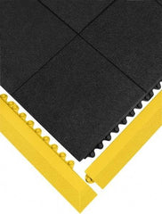 Wearwell - 39" Long x 3" Wide x 5/8" Thick, Anti-Fatigue Modular Matting Ramp Edge - Male, Yellow, For Dry & Wet Areas, Series 572 - USA Tool & Supply