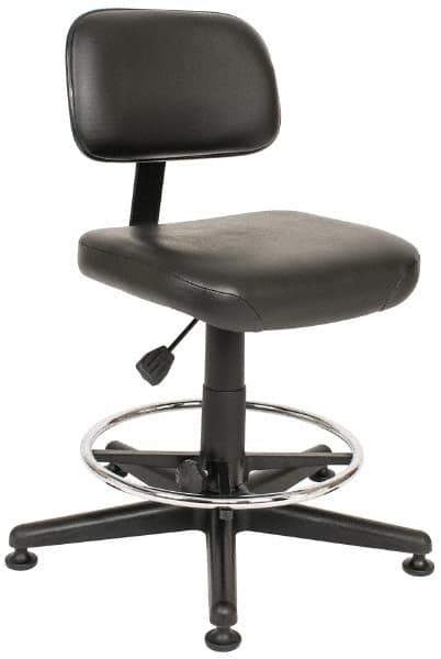 Bevco - Pneumatic Height Adjustable Chair - Vinyl Seat, Black - USA Tool & Supply