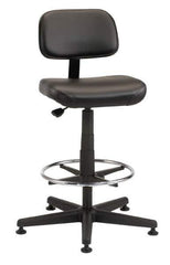 Bevco - Pneumatic Height Adjustable Chair - Vinyl Seat, Black - USA Tool & Supply