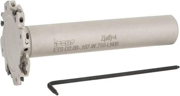 Iscar - Shank Connection, 3/16" Cutting Width, 5/8" Depth of Cut, 2" Cutter Diam, 4 Tooth Indexable Slotting Cutter - 3/4" Shank Diam, ETS-LN08 Toolholder, LNET Insert, Right Hand Cutting Direction - USA Tool & Supply