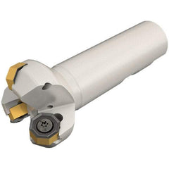 Iscar - 45° Lead Angle, 35.4mm Max Cut Diam, 25mm Min Cut Diam, 3.5mm Max Depth of Cut, Indexable Chamfer and Angle End Mill - 2 Inserts, ONMU 0505 Insert Style, 100mm Overall Length, Through Coolant, Straight Shank - USA Tool & Supply