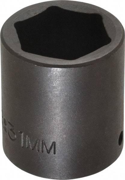 Proto - 1/2" Drive 31mm Standard Impact Socket - 6 Points, 2" OAL - USA Tool & Supply