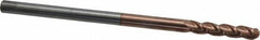 Accupro - 5/16" Diam, 1-1/2" LOC, 3 Flute Solid Carbide Ball End Mill - TiCN Finish, Single End, 6" OAL, 5/16" Shank Diam, Spiral Flute - USA Tool & Supply