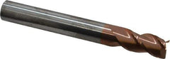 Accupro - 1/2", 1" LOC, 1/2" Shank Diam, 4" OAL, 3 Flute, Solid Carbide Square End Mill - Single End, TiCN Finish, Spiral Flute, 40° Helix, Centercutting, Right Hand Cut, Right Hand Flute - USA Tool & Supply