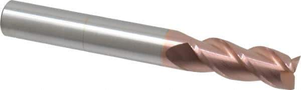 Accupro - 3/4", 2" LOC, 3/4" Shank Diam, 6" OAL, 3 Flute, Solid Carbide Square End Mill - Single End, TiCN Finish, Spiral Flute, 40° Helix, Centercutting, Right Hand Cut, Right Hand Flute - USA Tool & Supply