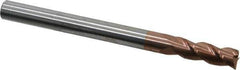 Accupro - 1/2", 1-1/2" LOC, 1/2" Shank Diam, 6" OAL, 3 Flute, Solid Carbide Square End Mill - Single End, TiCN Finish, Spiral Flute, 40° Helix, Centercutting, Right Hand Cut, Right Hand Flute - USA Tool & Supply