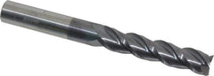 Accupro - 7/16", 2" LOC, 7/16" Shank Diam, 4" OAL, 3 Flute, Solid Carbide Square End Mill - Single End, AlTiN Finish, Spiral Flute, 40° Helix, Centercutting, Right Hand Cut, Right Hand Flute - USA Tool & Supply