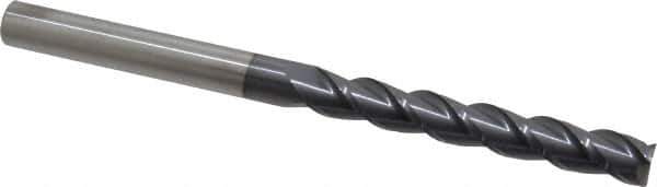 Accupro - 7/16", 3" LOC, 7/16" Shank Diam, 6" OAL, 3 Flute, Solid Carbide Square End Mill - Single End, AlTiN Finish, Spiral Flute, 40° Helix, Centercutting, Right Hand Cut, Right Hand Flute - USA Tool & Supply